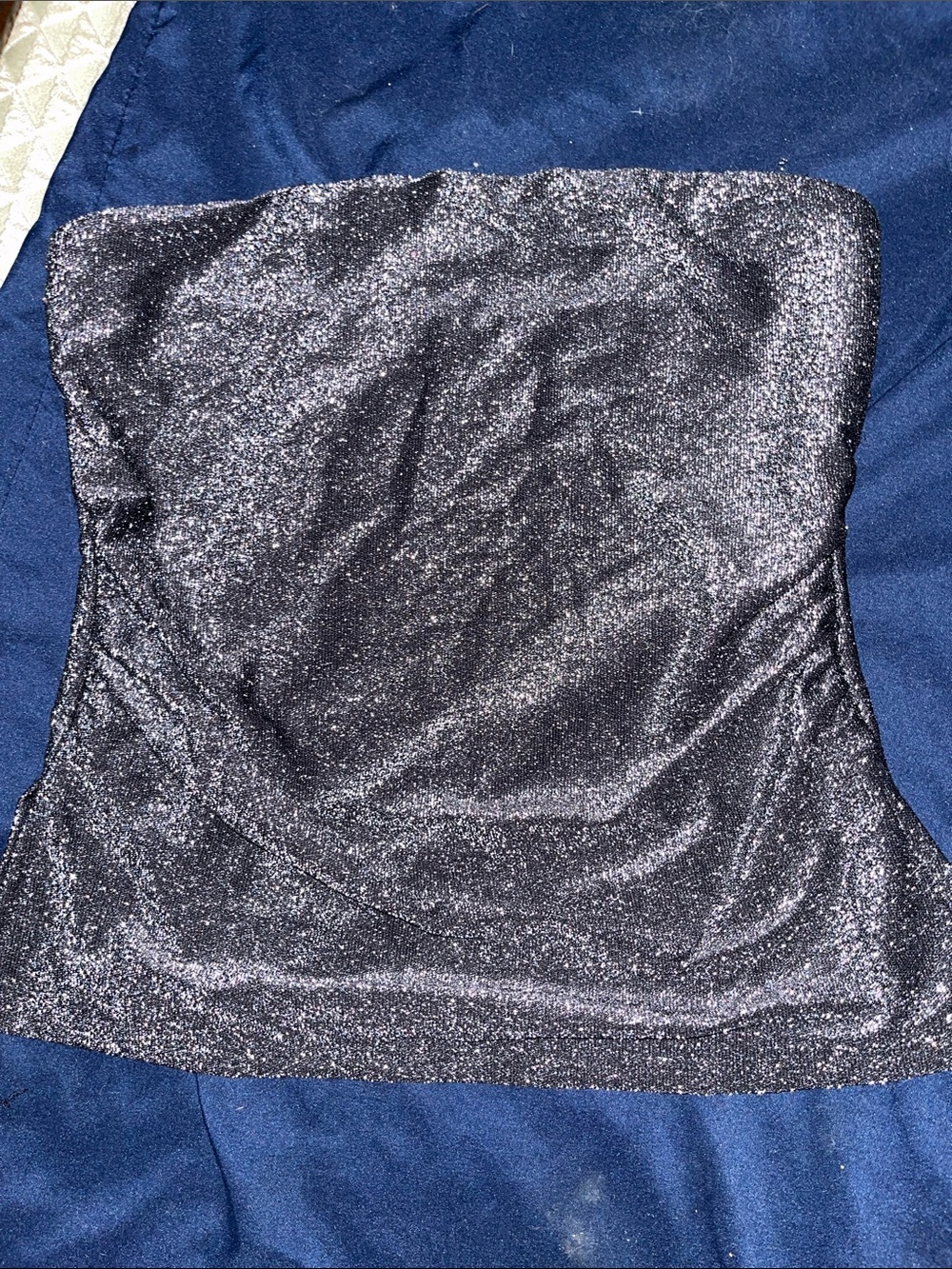 No Boundaries Sparkle Strapless Tube Top - Silver-Black Shimmer